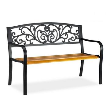 Banc de jardin rustique en métal et bois