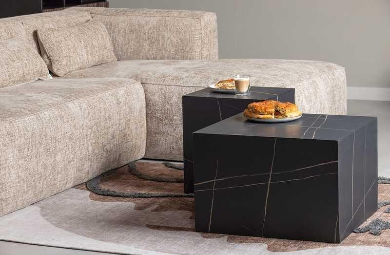 mutoni Table basse Benji aspect marbre noir  