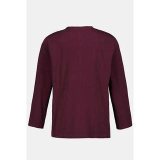 JP1880  T-shirt JP 1880 Henley Basic, manches longues et patte de boutonnage aubergine 