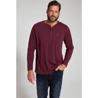 JP1880  T-shirt JP 1880 Henley Basic, manches longues et patte de boutonnage aubergine 