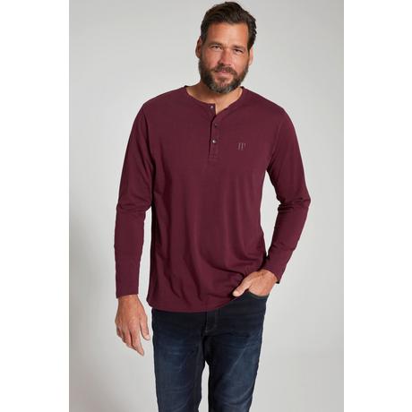 JP1880  T-shirt JP 1880 Henley Basic, manches longues et patte de boutonnage aubergine 