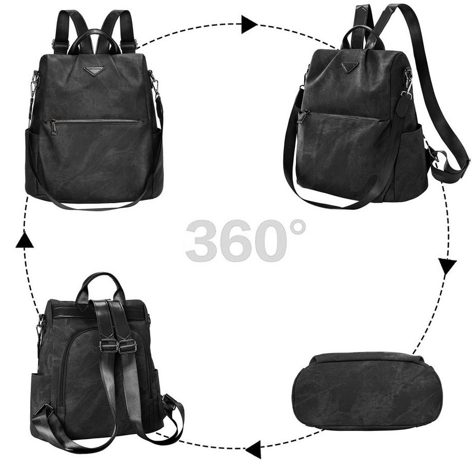 Only-bags.store Kleiner Stadtrucksack aus veganem Leder mit Anti-Diebstahl-Design  