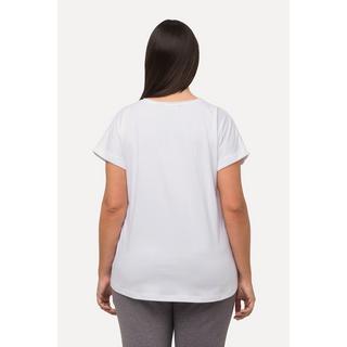 Ulla Popken  T-shirt d'intérieur oversize à col rond et manches courtes, broderie 