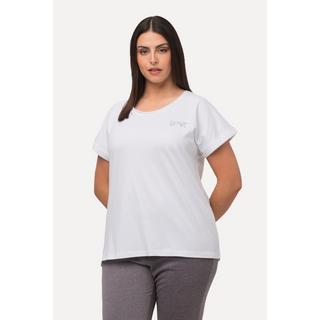 Ulla Popken  T-shirt d'intérieur oversize à col rond et manches courtes, broderie 