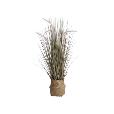 Vente-unique Plante graminée artificielle avec pot tissé - H.80 - BEGURA  