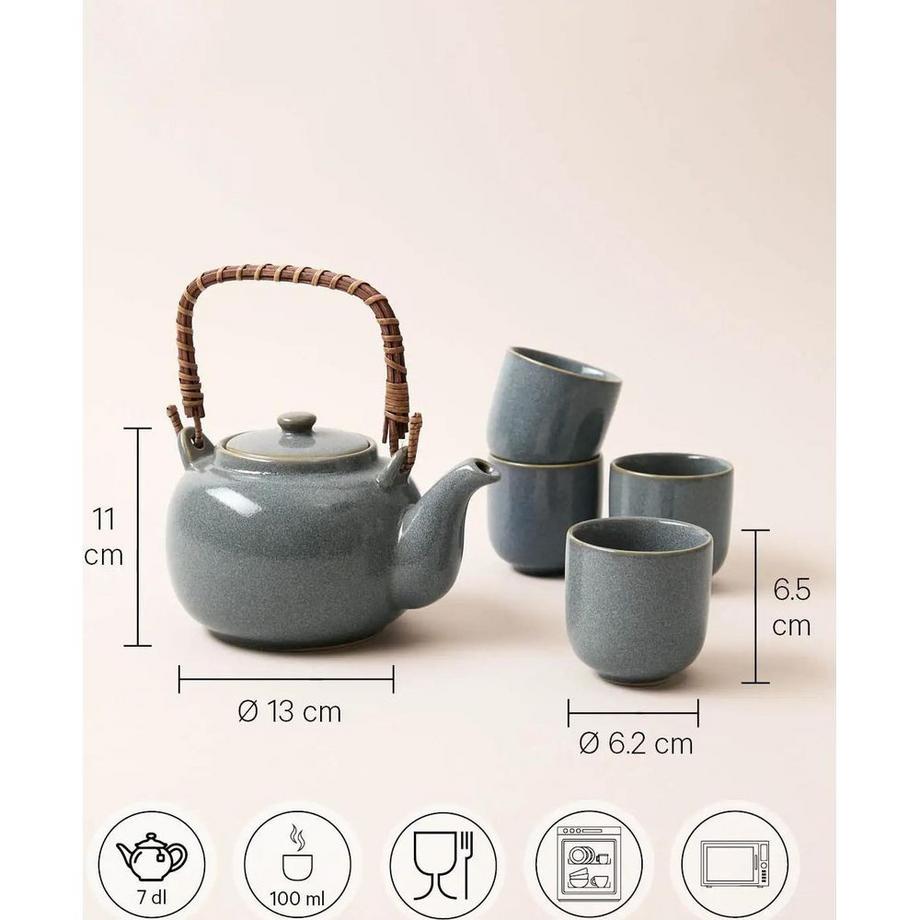 Esmee Service à thé en céramique « Japandi » 5 pièces  