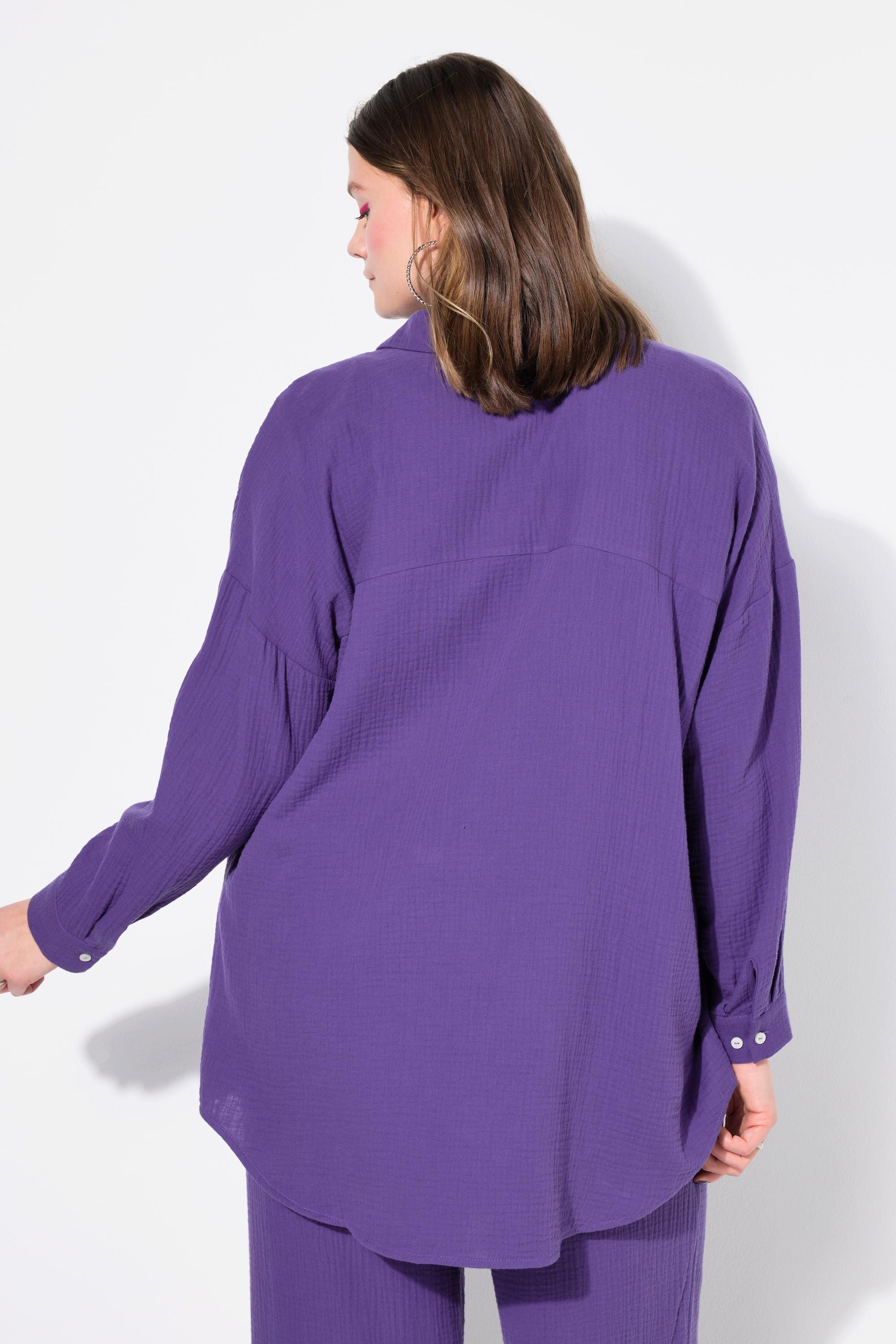 Studio Untold  Musselin Bluse, oversized, Hemdkragen, Langarm 