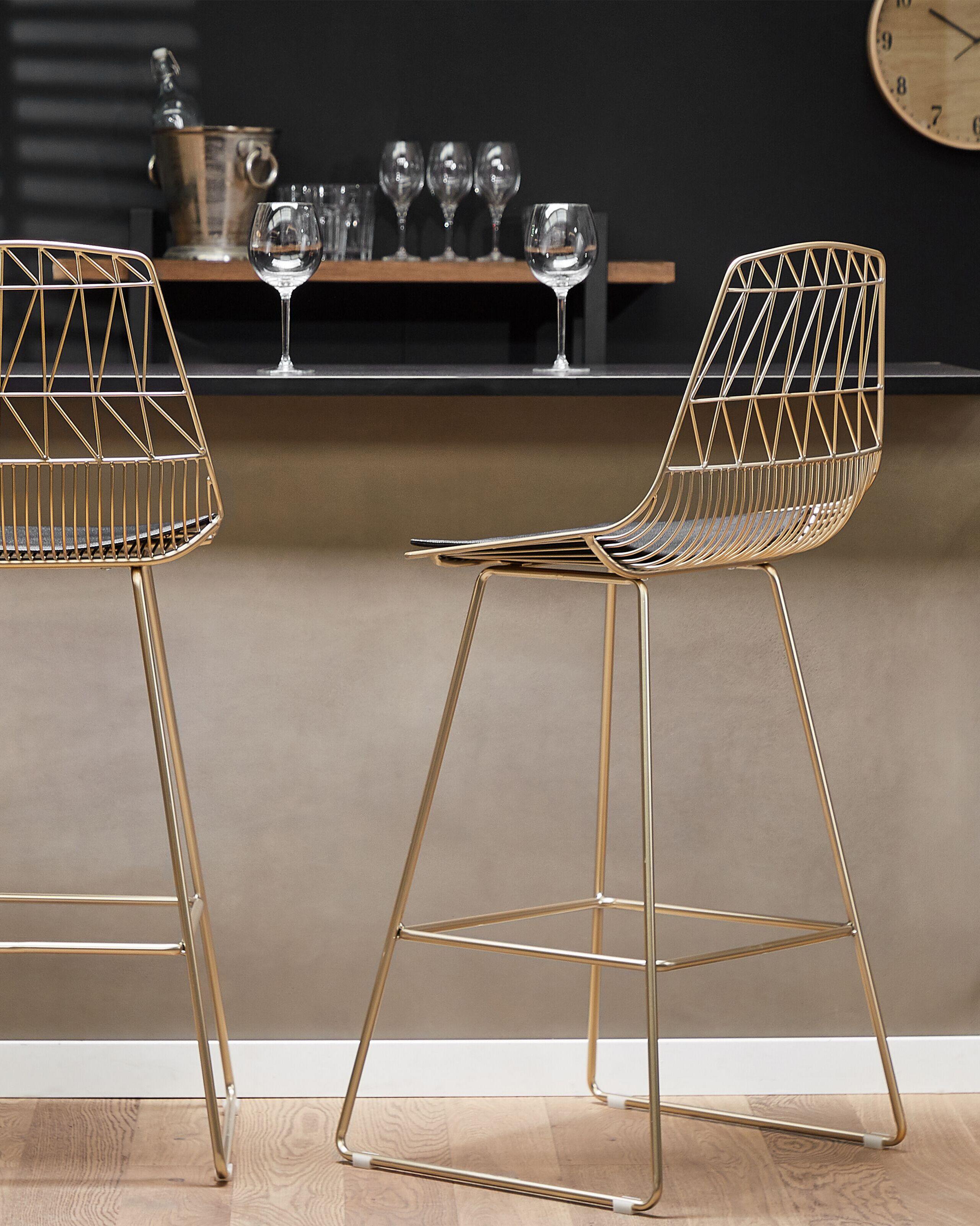 Beliani Lot de 2 chaises de bar en Acier Moderne PRESTON  