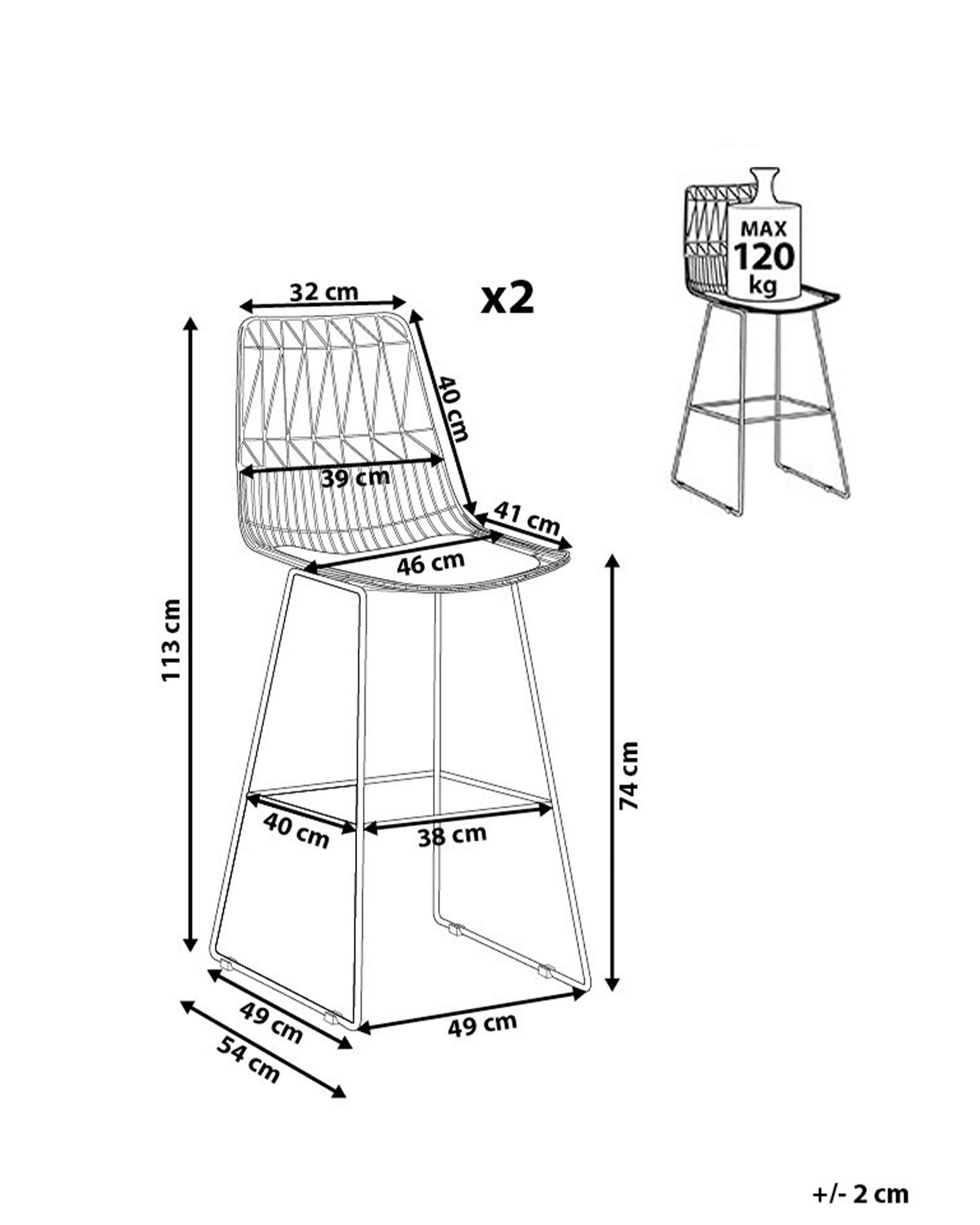 Beliani Lot de 2 chaises de bar en Acier Moderne PRESTON  