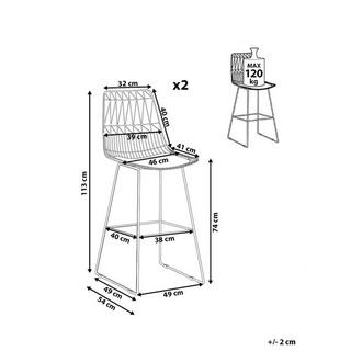 Beliani Set mit 2 Barstühlen aus Stahl Modern PRESTON  