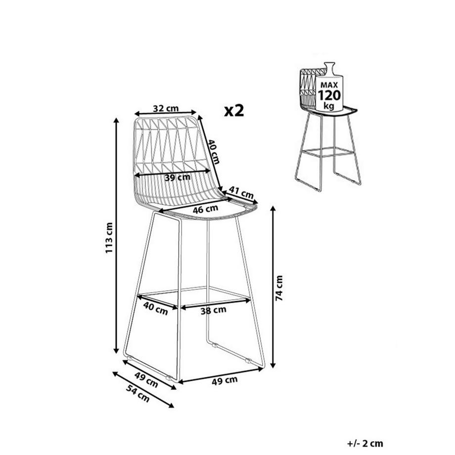 Beliani Set mit 2 Barstühlen aus Stahl Modern PRESTON  