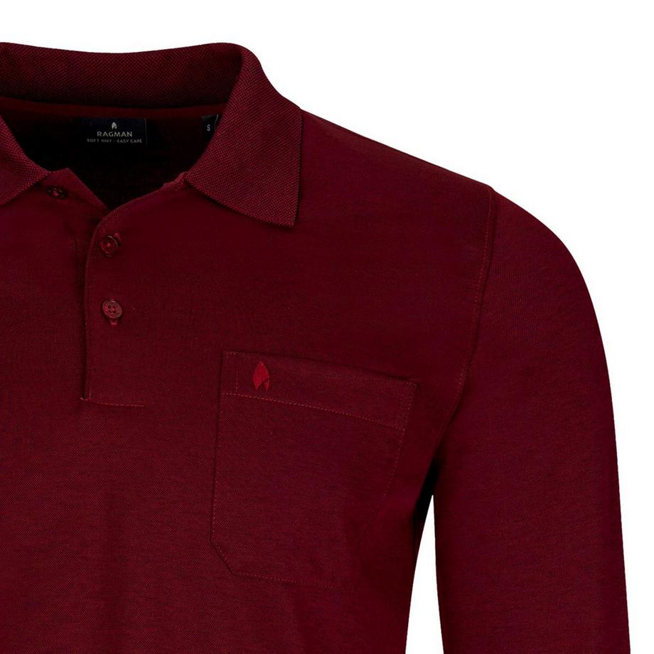 Ragman Soft Knit Langarm Polo Shirt  