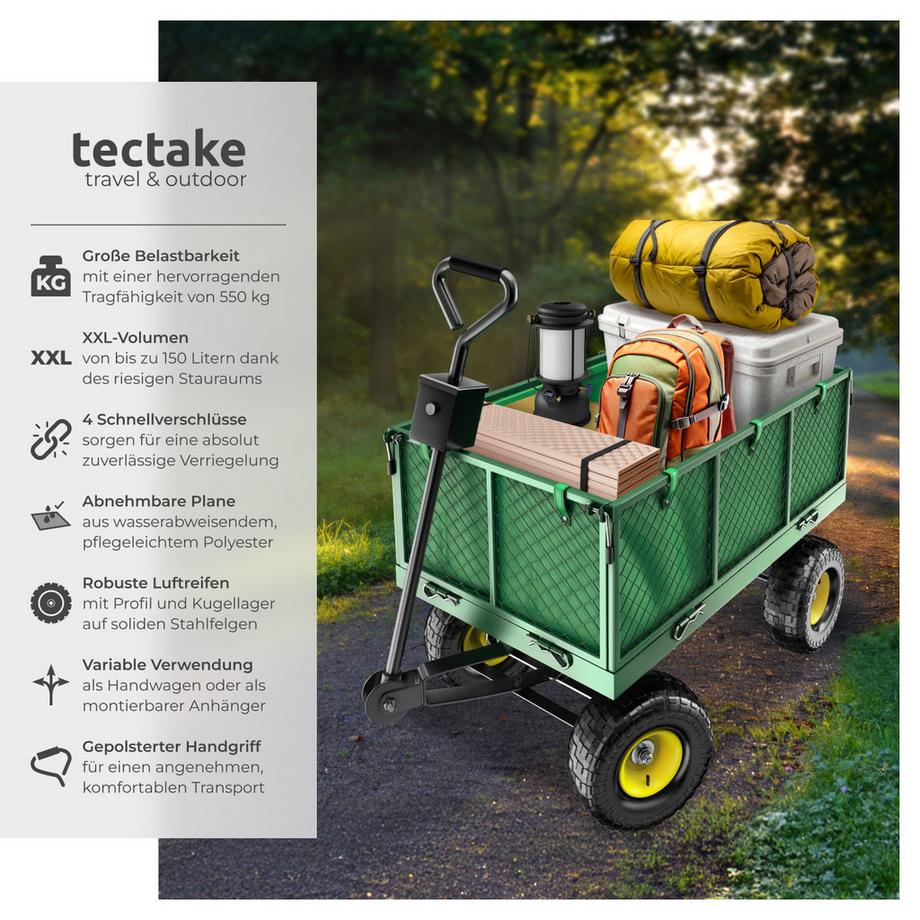 Tectake  Bollerwagen  mit klappbaren Seitenwänden Luftreifen 