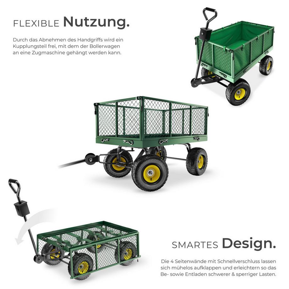 Tectake  Bollerwagen  mit klappbaren Seitenwänden Luftreifen 