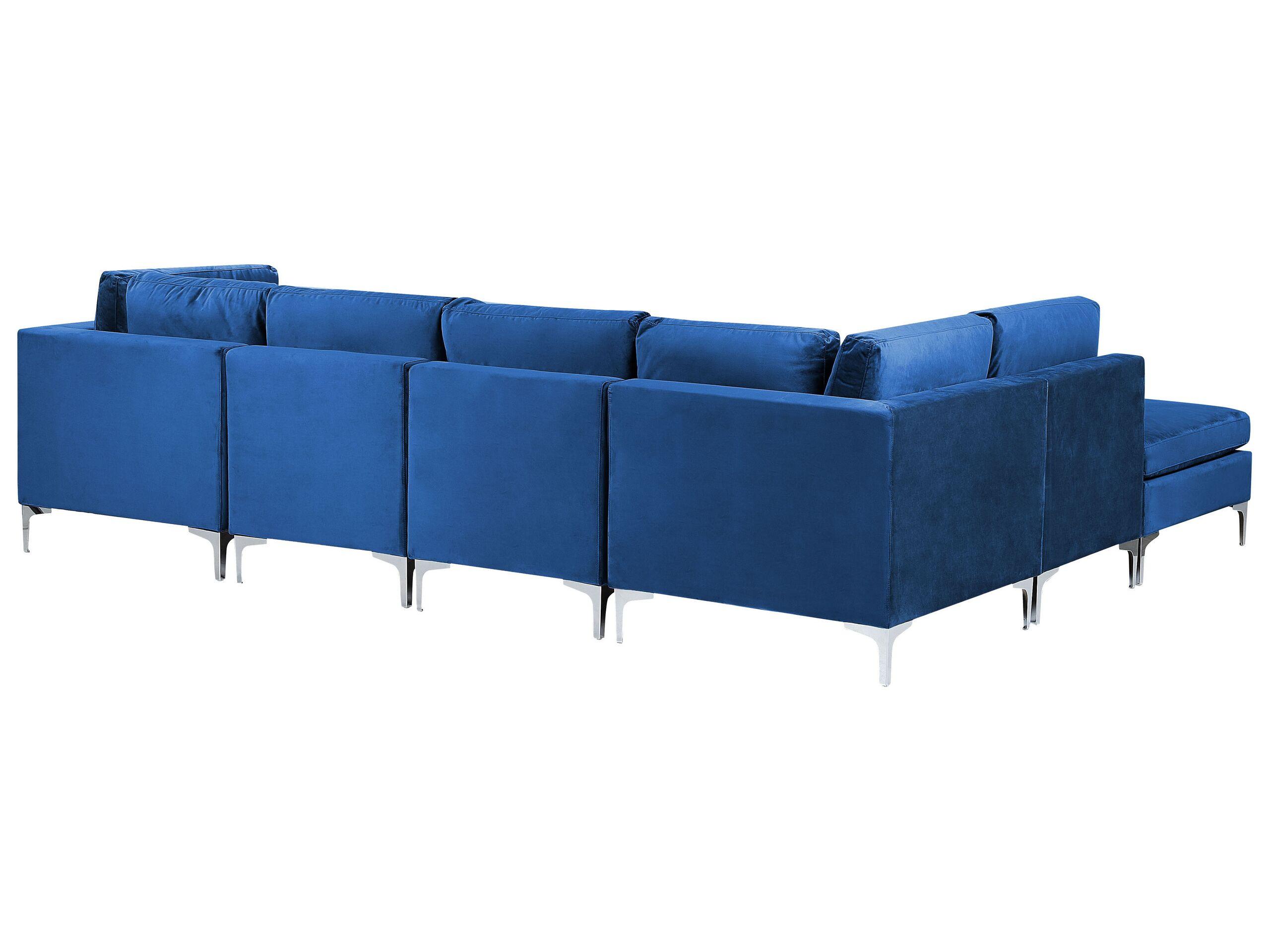 Beliani Ecksofa mit Ottomane aus Samtstoff Modern EVJA  