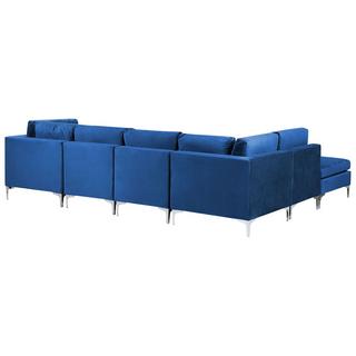 Beliani Ecksofa mit Ottomane aus Samtstoff Modern EVJA  