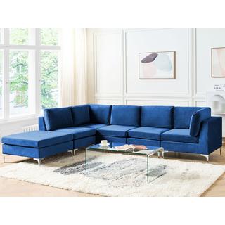 Beliani Ecksofa mit Ottomane aus Samtstoff Modern EVJA  