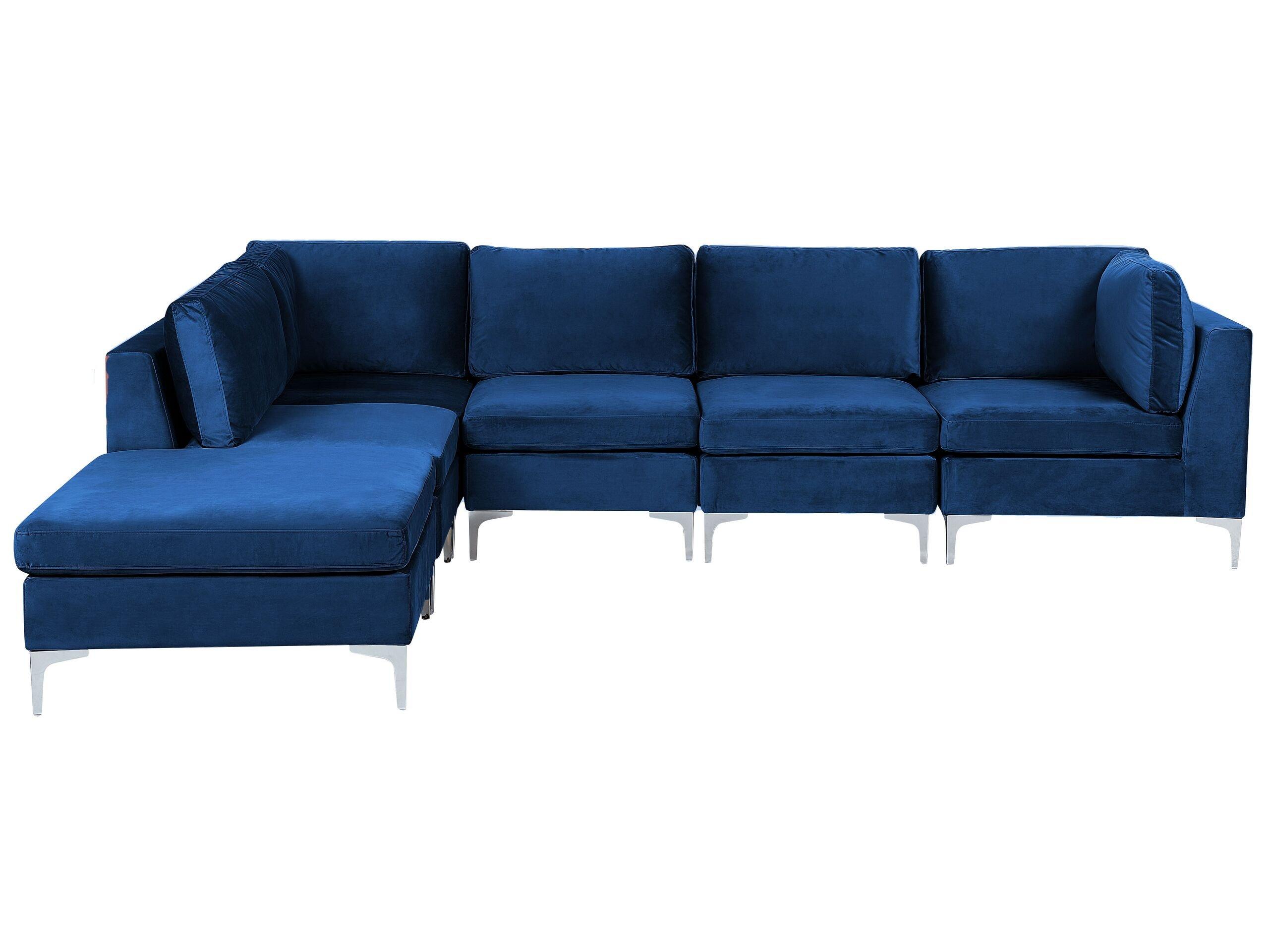 Beliani Ecksofa mit Ottomane aus Samtstoff Modern EVJA  