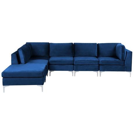 Beliani Ecksofa mit Ottomane aus Samtstoff Modern EVJA  