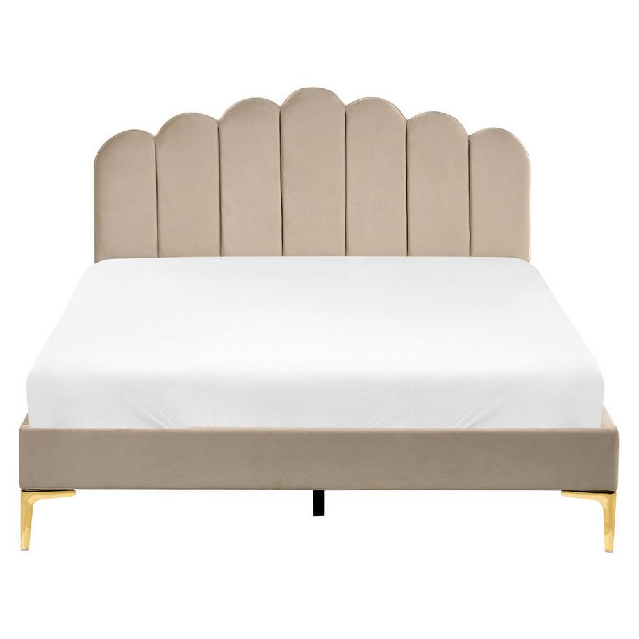 Beliani Lit avec sommier en Velours  SAUVIAN  
