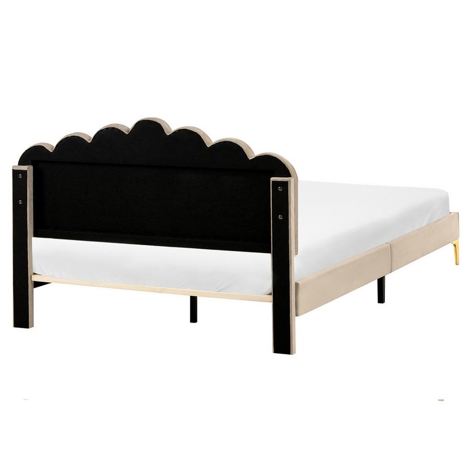 Beliani Lit avec sommier en Velours  SAUVIAN  