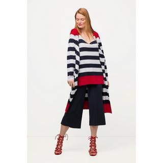 Ulla Popken  Cardigan aperto e lungo con righe e scollatura a V 