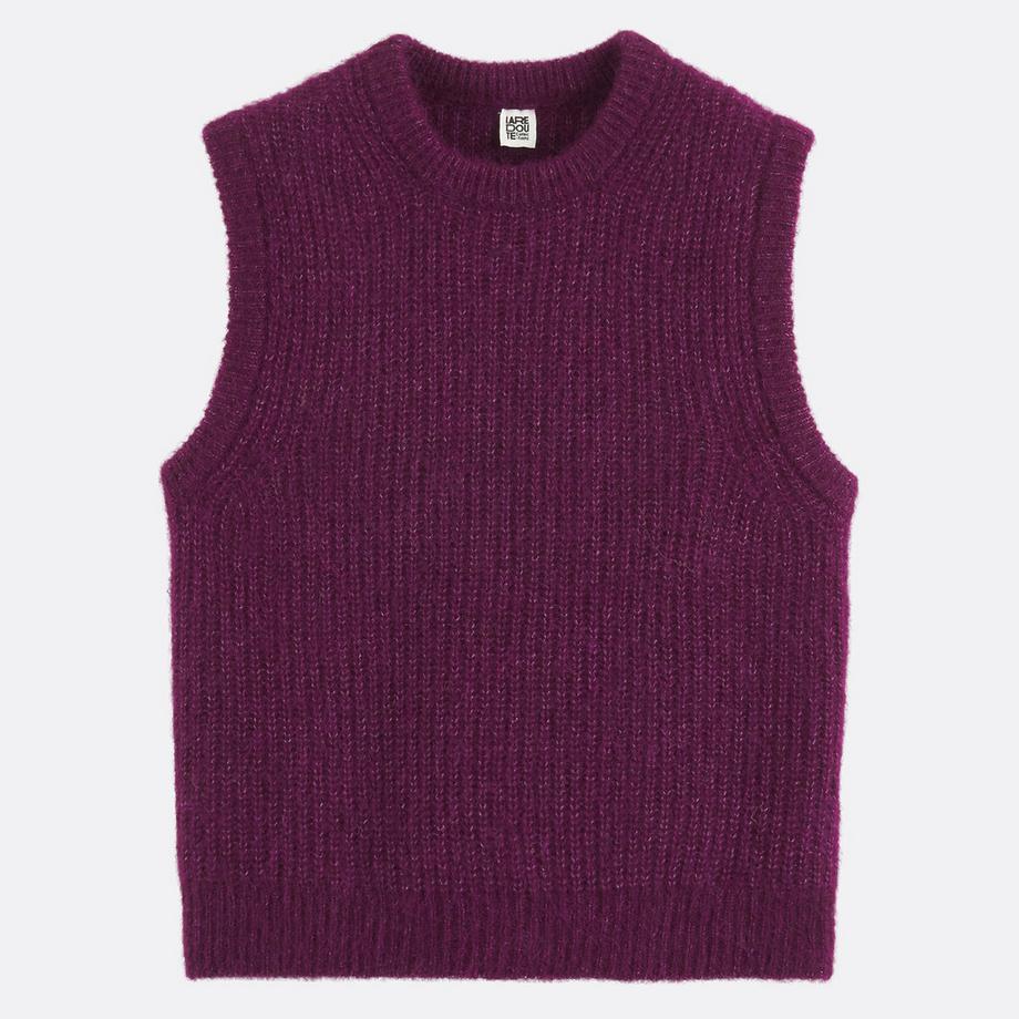 La Redoute Collections Pull sans manches col rond en alpaga mélangé  