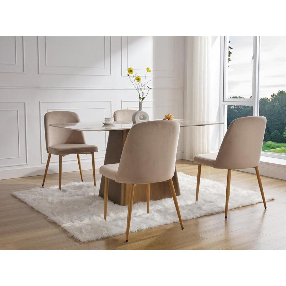 Vente-unique Stuhl 2er-Set - Samt & Holzoptik Metall - Beige - MINAGRI  