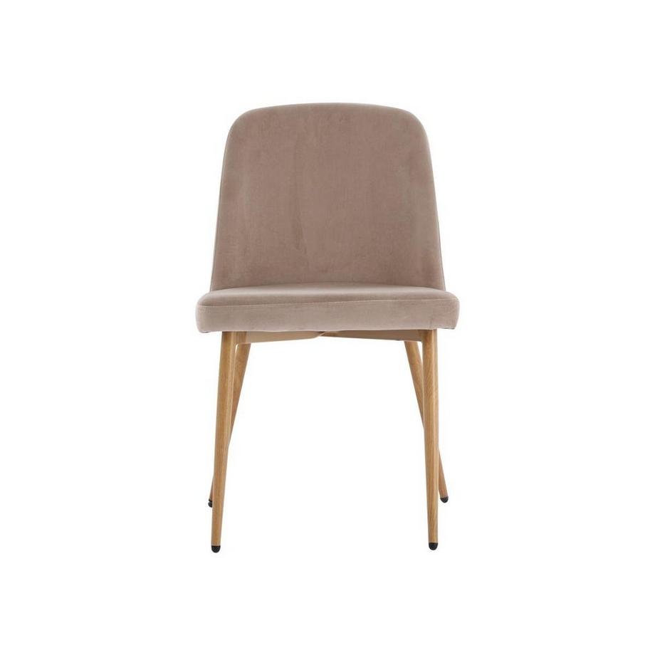 Vente-unique Stuhl 2er-Set - Samt & Holzoptik Metall - Beige - MINAGRI  