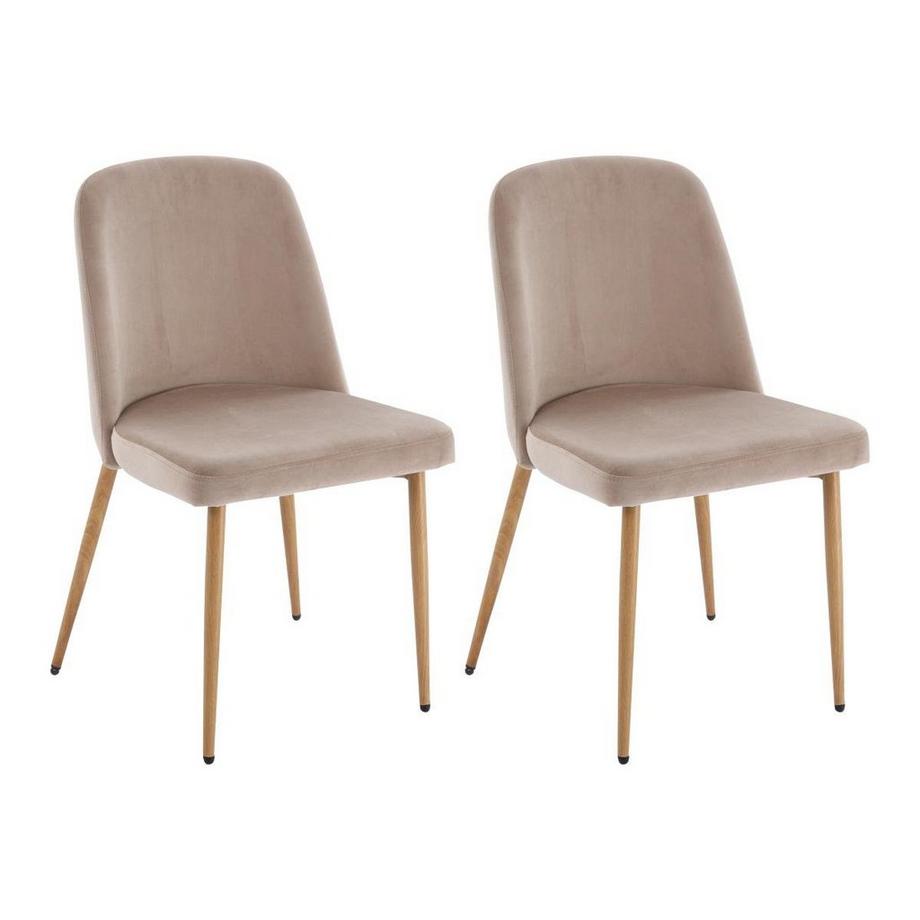 Vente-unique Stuhl 2er-Set - Samt & Holzoptik Metall - Beige - MINAGRI  