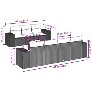 VidaXL Ensemble de canapés de jardin rotin synthétique  