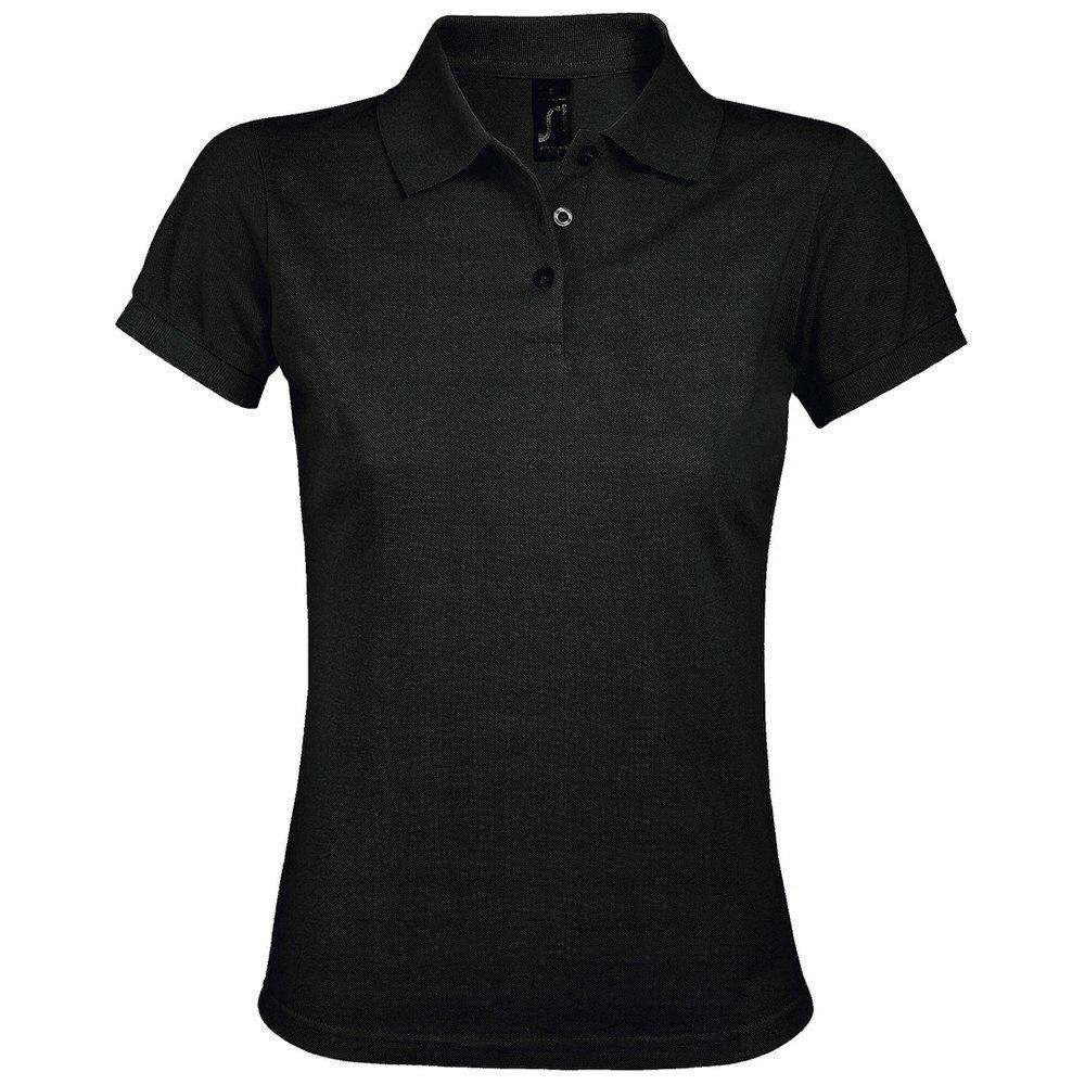 Image of Prime Pique Poloshirt, Kurzarm Damen Schwarz L