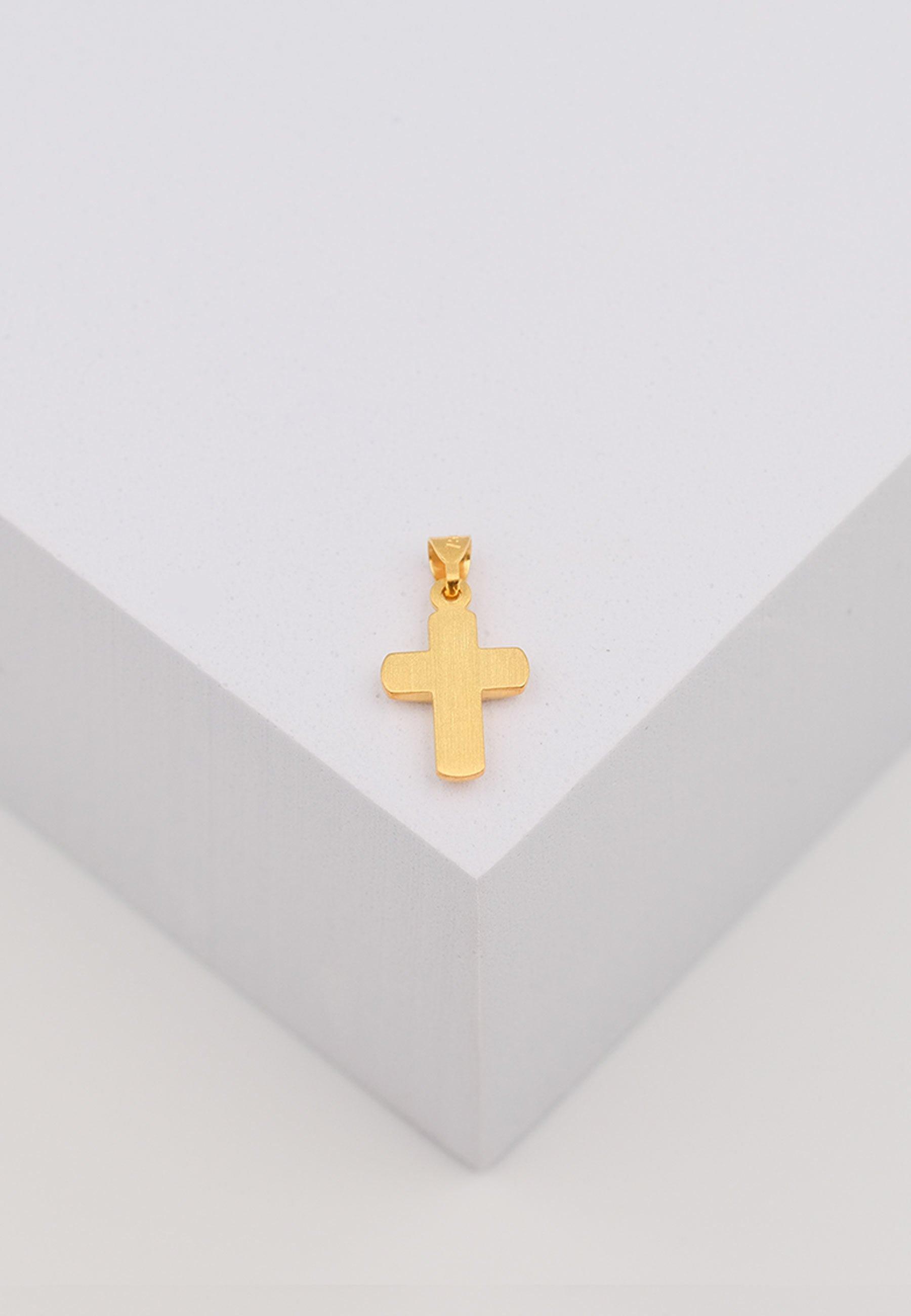 MUAU Schmuck  Anhänger Balken-Kreuz Gelbgold 750, 18x9mm 