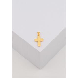 MUAU Schmuck  Anhänger Balken-Kreuz Gelbgold 750, 18x9mm 