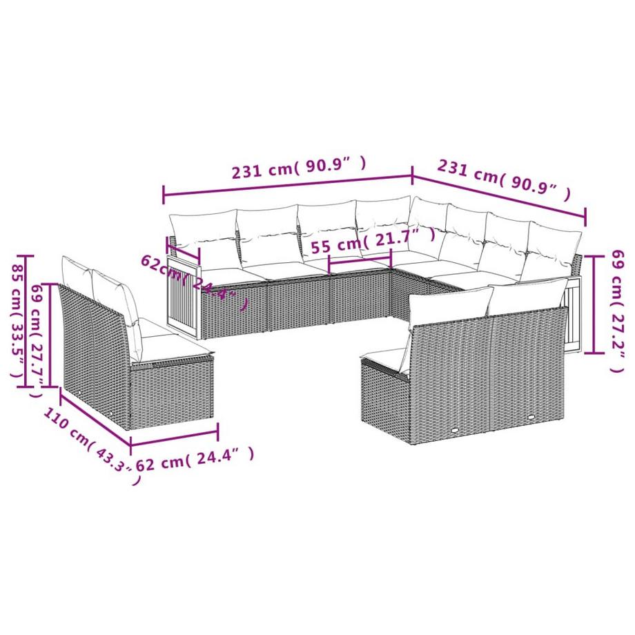 VidaXL Garten sofagarnitur poly-rattan  