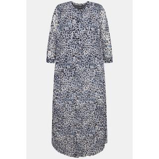 Ulla Popken  Robe maxi en mesh, doublée. Décolleté rond et manches 3/4, motif léopard. 