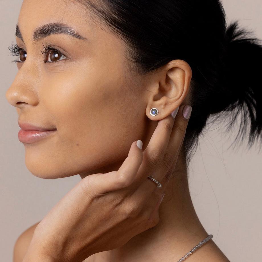 Balibay  Manolja Feine Ohrstecker mit Labradorit Steinen & Silber 