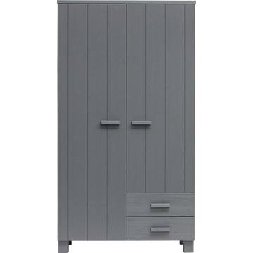 Armoire Dennis avec tiroirs en pin gris acier