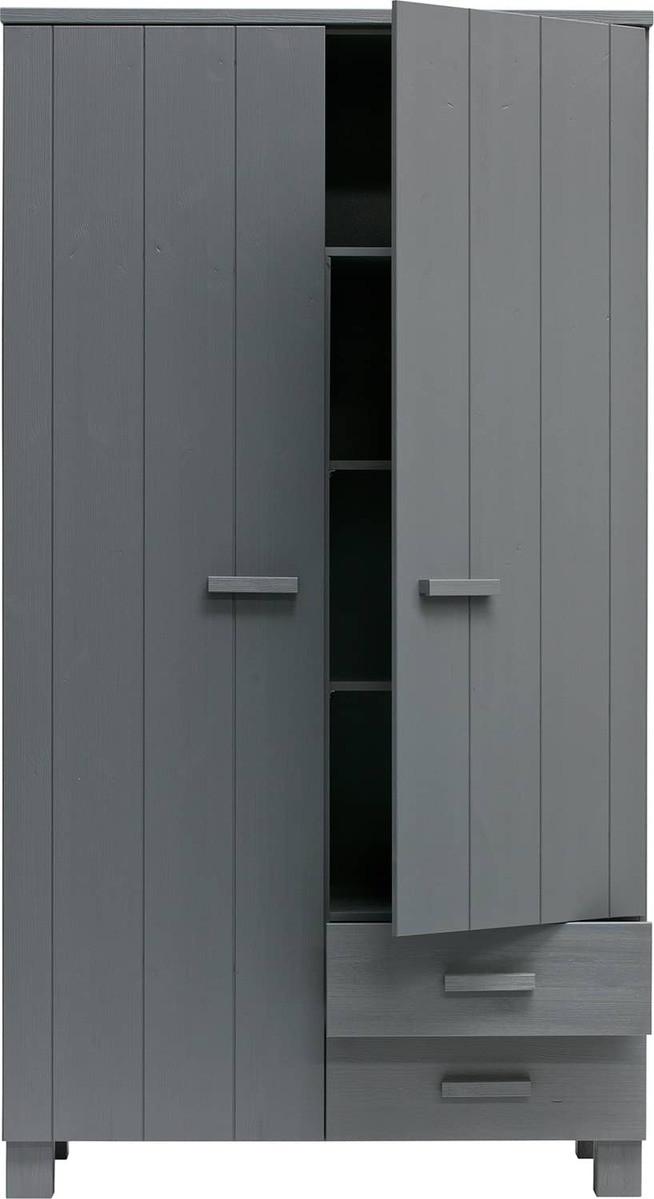 mutoni Armoire Dennis avec tiroirs pin gris acier  