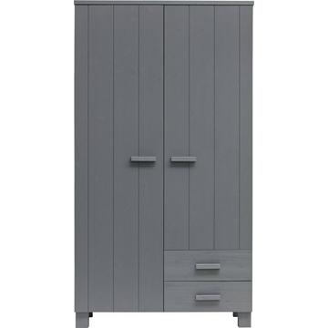 Armoire Dennis avec tiroirs pin gris acier