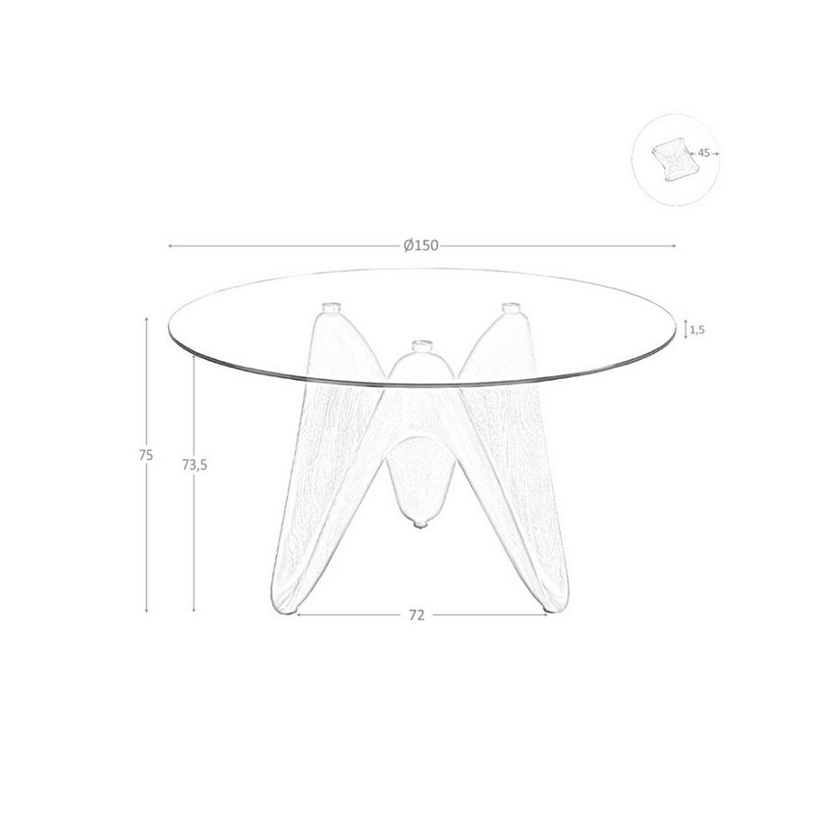 ANGEL CERDA Tavolo da pranzo rotonda vetro temperato e noce  