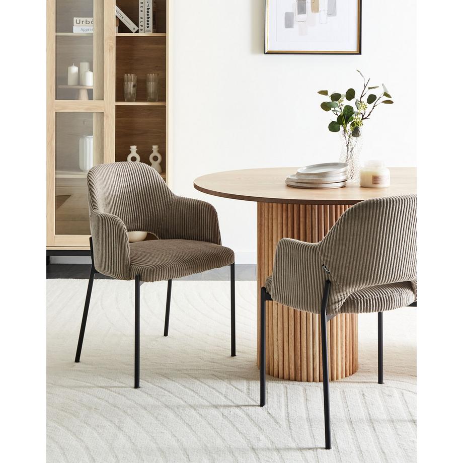 Beliani Lot de 2 chaises de salle à manger en Velours côtelé Rétro RATON  