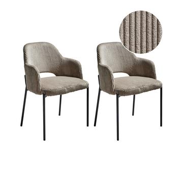 Lot de 2 chaises de salle à manger en Velours côtelé Rétro RATON