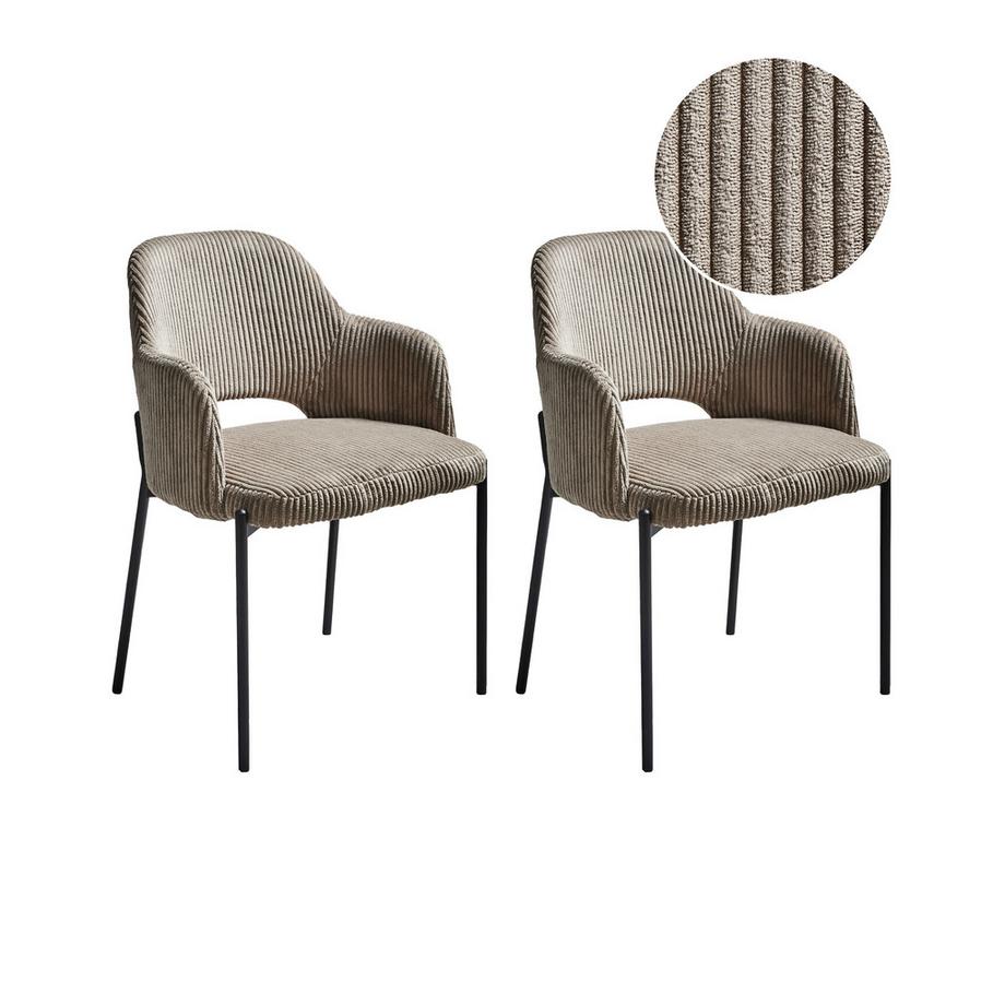 Beliani Lot de 2 chaises de salle à manger en Velours côtelé Rétro RATON  