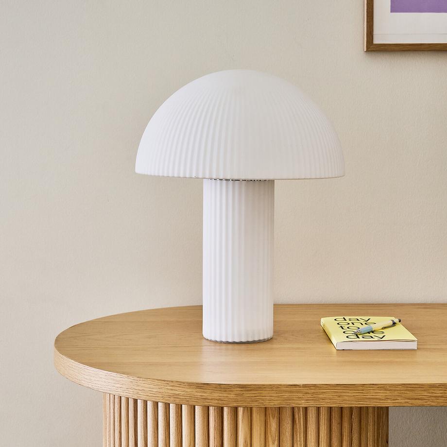 La Redoute Intérieurs Lampe champignon verre opalin strié H41  
