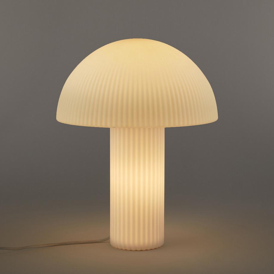 La Redoute Intérieurs Lampe champignon verre opalin strié H41  