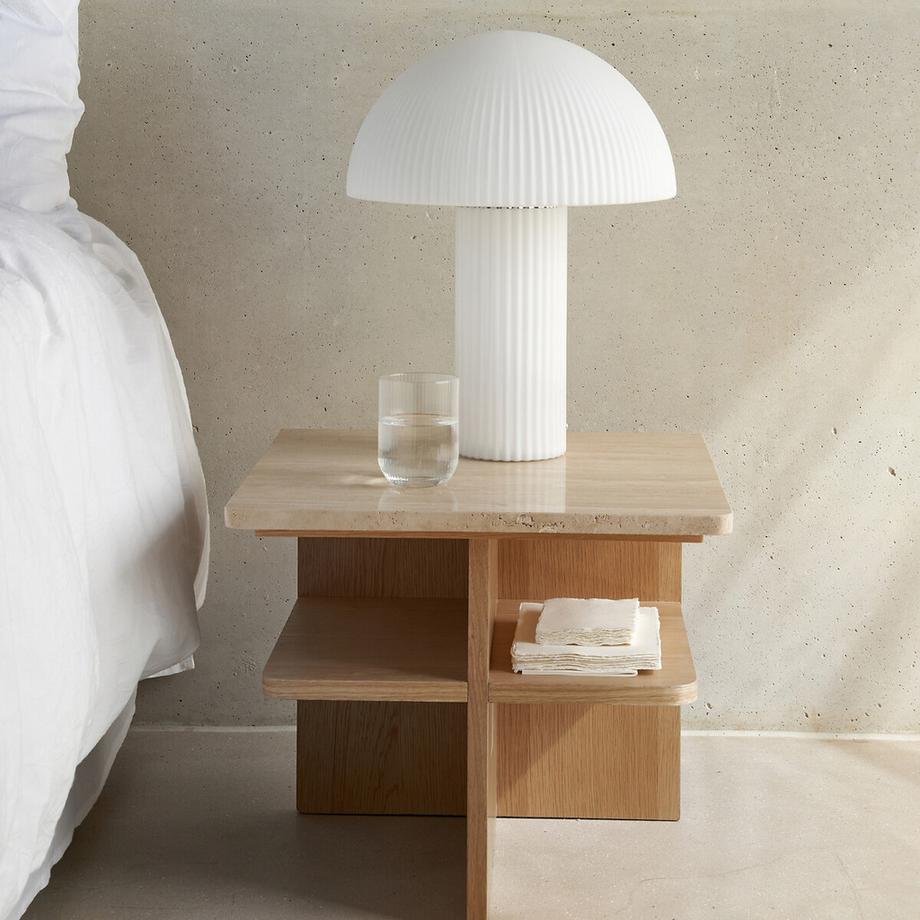 La Redoute Intérieurs Lampe champignon verre opalin strié H41  