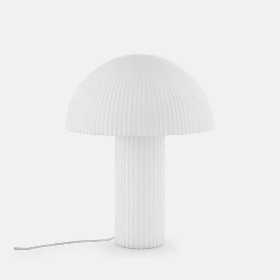 Lampe Pilz geriffeltes Opalglas H41