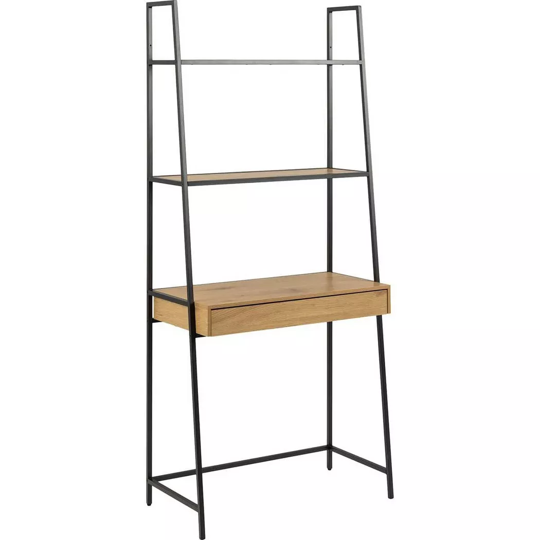 Seaford Bookcase with 1 Drawer in Black and Oak, none