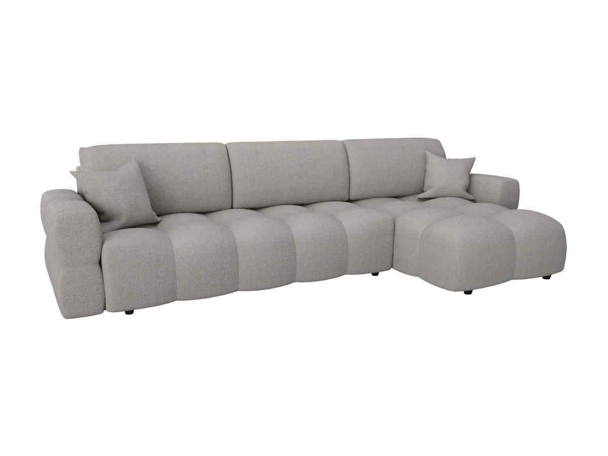 Vente-unique Ecksofa mit Schlaffunktion - Ecke wechselbar - Bouclé-Stoff - Grau - ISSORO  